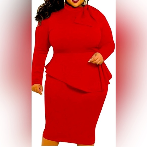 Lexiart Dresses & Skirts - Lexiart Women Peplum Patchwork Bodycon Business Church Formal Funeral Midi Dress